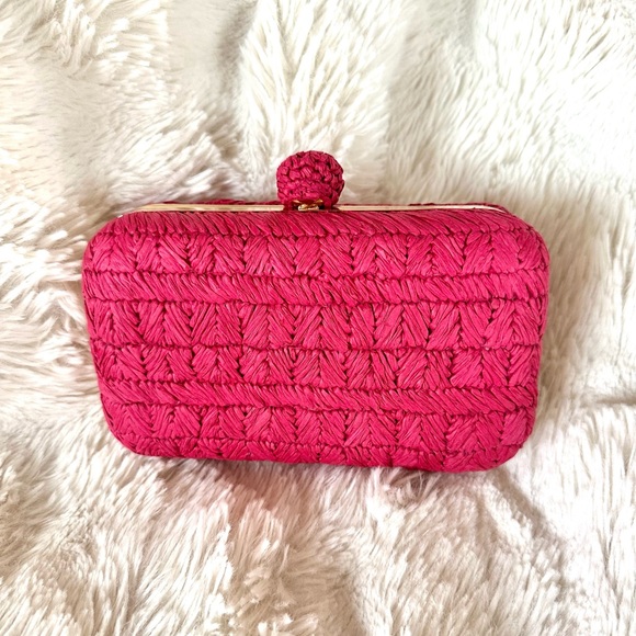 Ann Taylor Raffia Summer Pink Clutch NWT 💕 - Picture 3 of 6